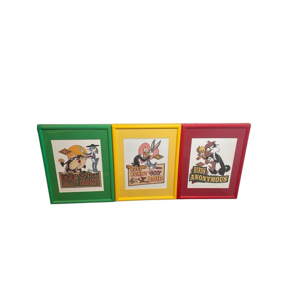 Looney Tunes wall pictures Warner Bros. Lot of 3 framed 1994